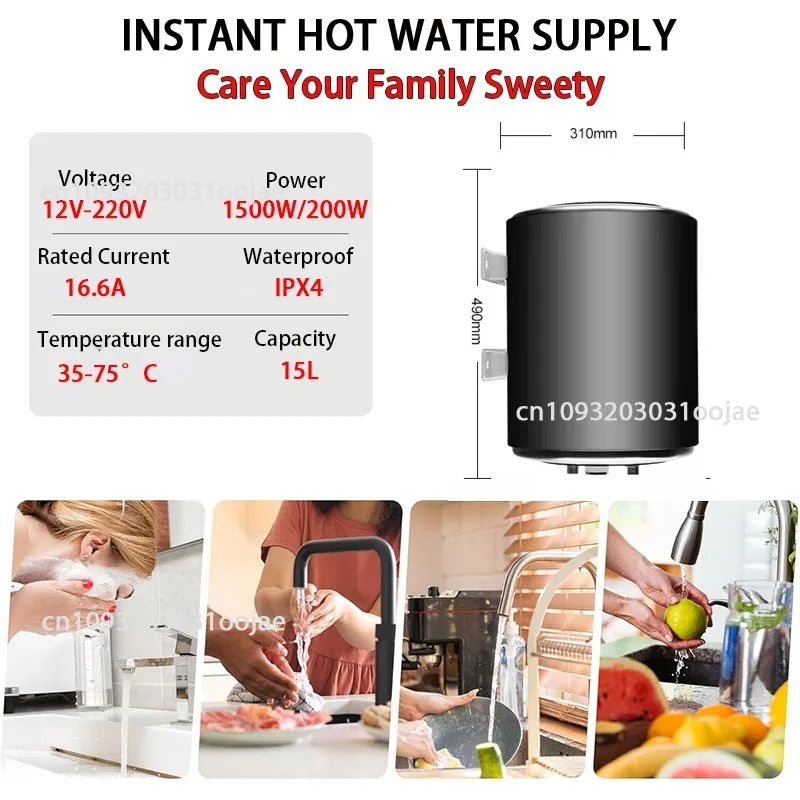 Stay comfortable anywhere with these dual voltage hot water heaters featuring a display—perfect for bathroom showers, RVs, kitchens, boats, and large buses!