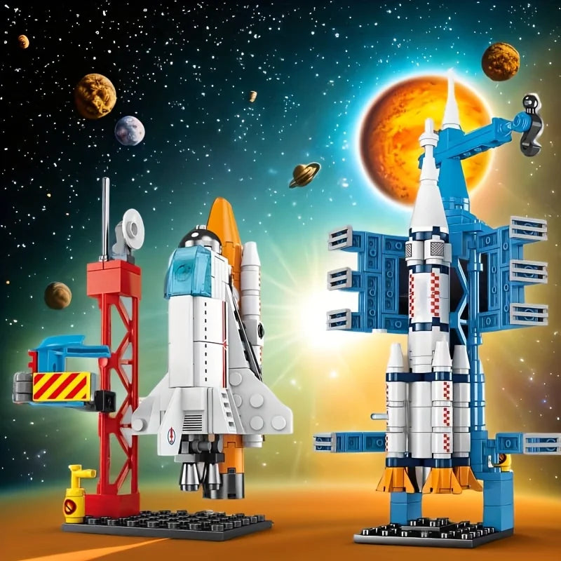 Space Rocket Building Blocks Set STEM Educational DIY Puzzle 3D Assembly Model Construction Toy for Kids Boys Girls School Gift
