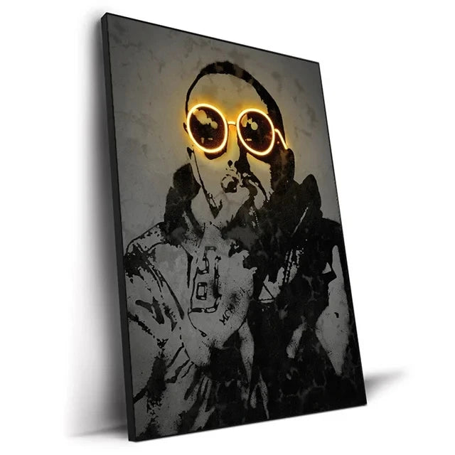 Abstract Neon Rapper Star Posters 2Pac Hip Hop Singers Wall Art Pictures Graffiti Canvas Painting Home Room Bar Decor NO LED