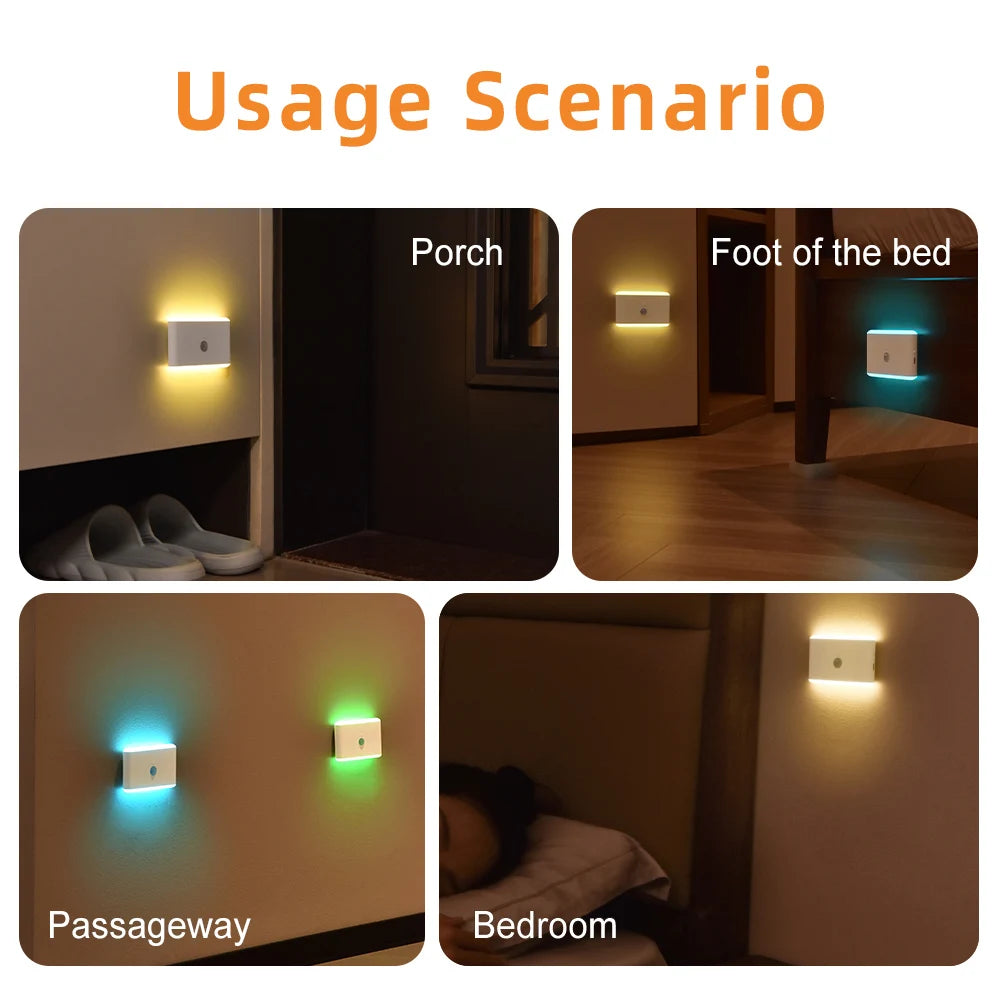 Light up your nights with this LED motion sensor night light—featuring 3 dimmable modes, perfect for stairs and indoor use with battery power!