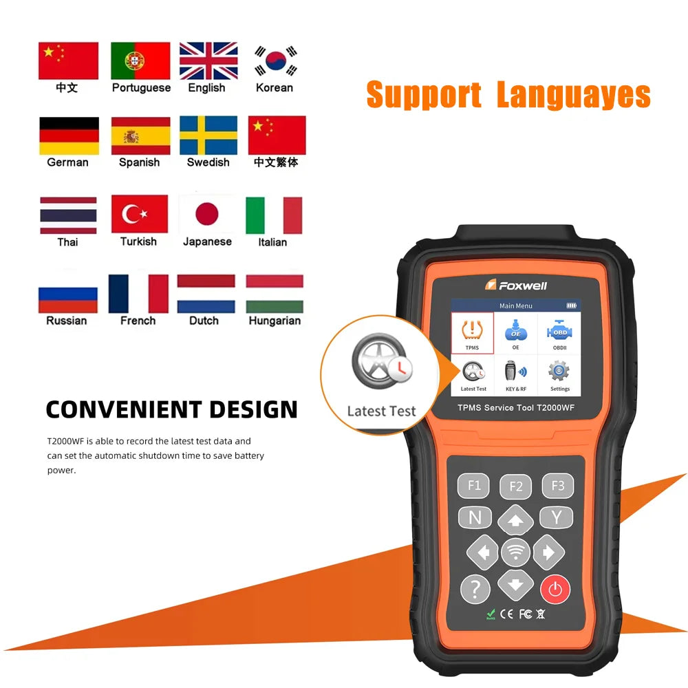FOXWELL T2000 WF TPMS Diagnostic Tool for Car Tire Pressure Monitor System Programming Diagnosis Sensors Program PK T2000 pro