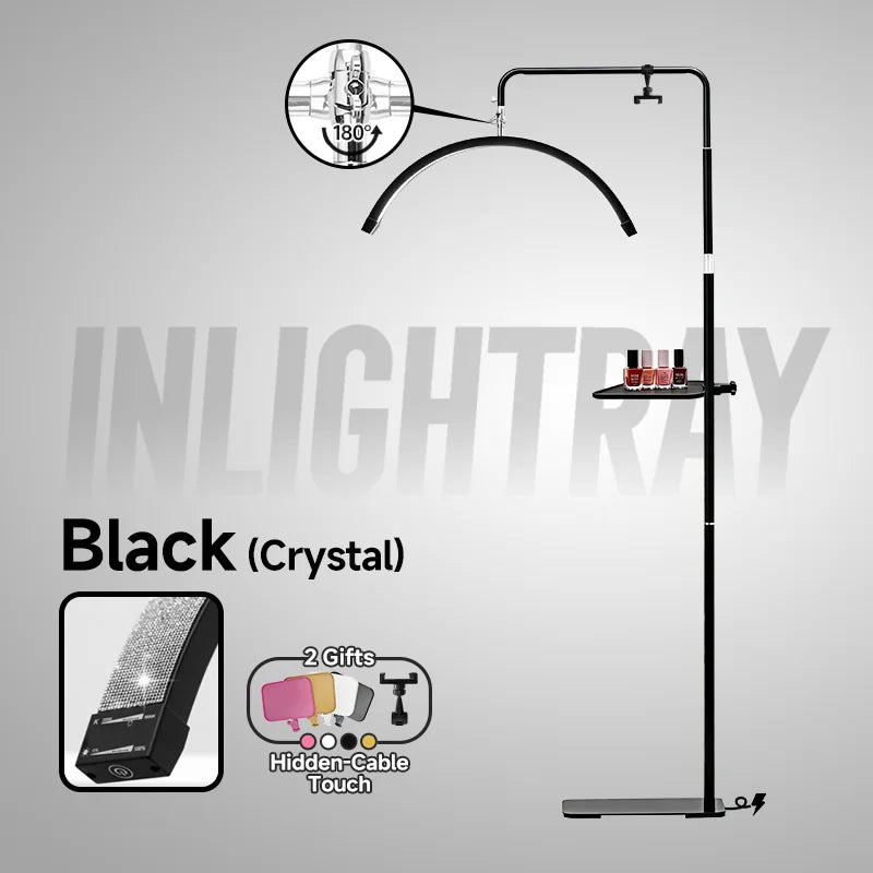Free LOGO Rotatable Lashes Lamps Half Moon Light Led Moon Lamp Photography Fill Light for Lashes Extension Beauty Floor Lamps