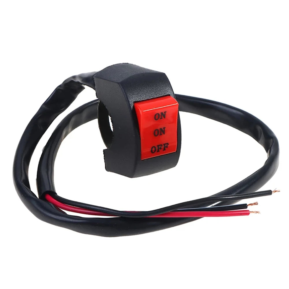22mm LED Headlight Switch Far Near Three Line Motorcycle Handlebar Switch Button Used As ON/ON/OFF Switch For General Lights