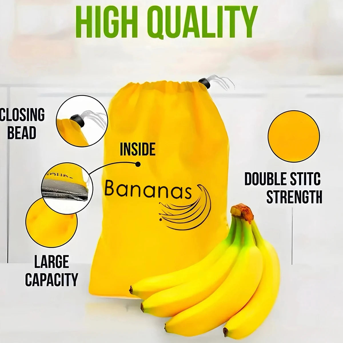 1/2/3/5pcs Yellow Banana Storage Bags Lettuce Storage Bag Prevents Odor 2 Weeks Fresh-keep Bundle Insulated Aluminum Film Bags
