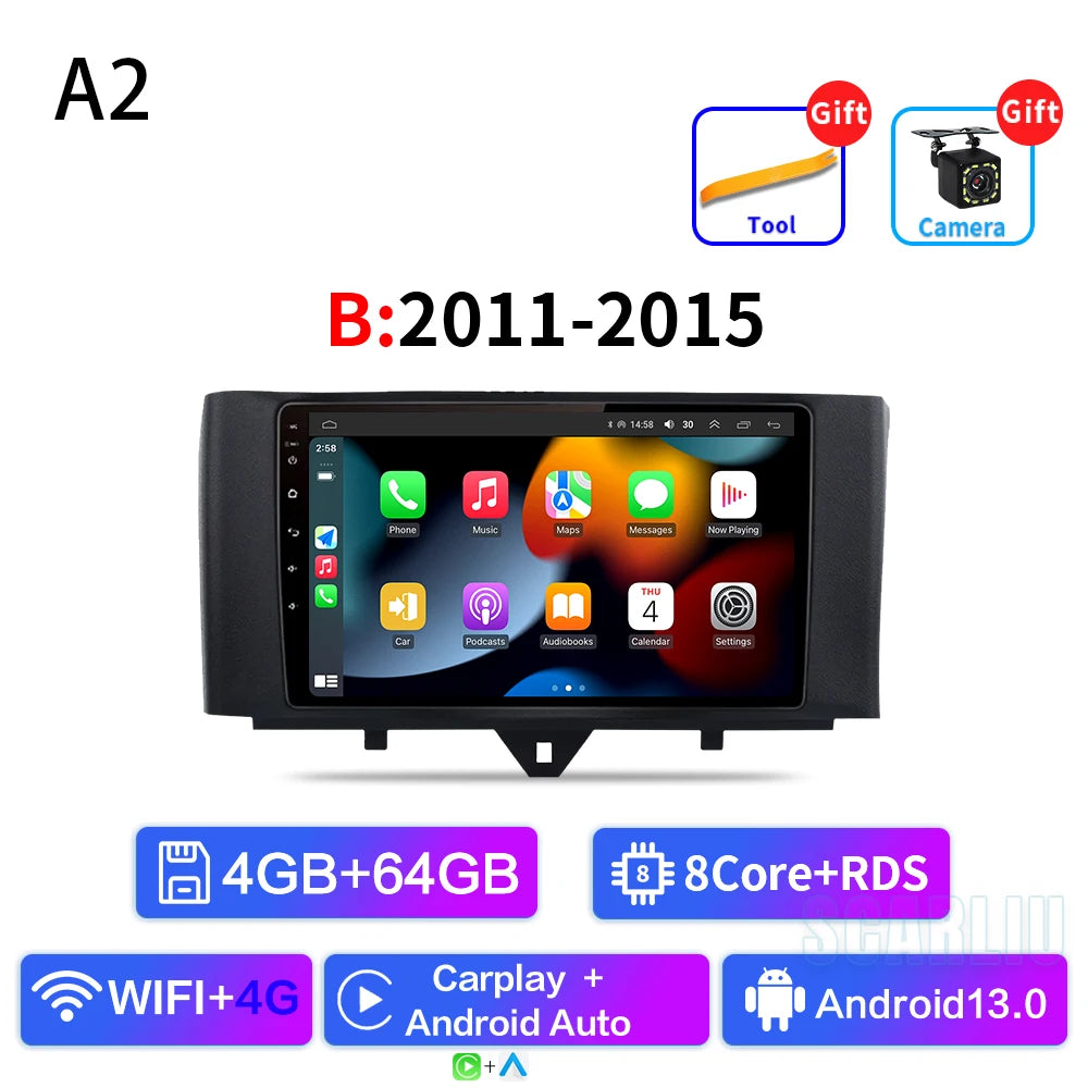 For Smart Fortwo 451 2005 - 2010 2010-2015 Multimedia GPS Navigation DSP RDS 4G SWC CarPlay 2Din 9inch Android Auto Car Radio