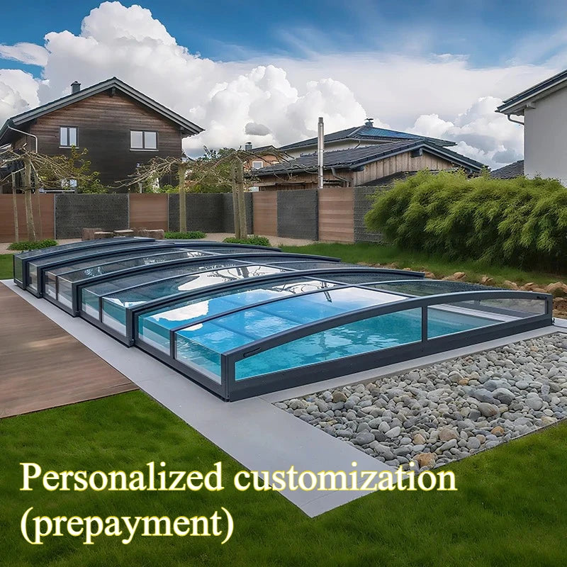 Any Size Custom Aluminum Telescopic Swimming Pool Cover Transparent Retractable Weatherproof Outdoor Backyard Garden Patio Shelt