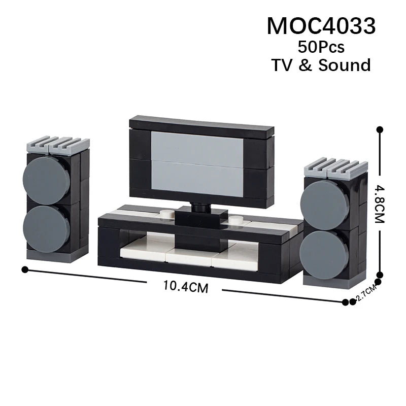MOOXI City Furniture Bed Computer Desks Billiard Table Mahjong Table DIY Diorama Adult Building Block Set Children Toy MOC Brick
