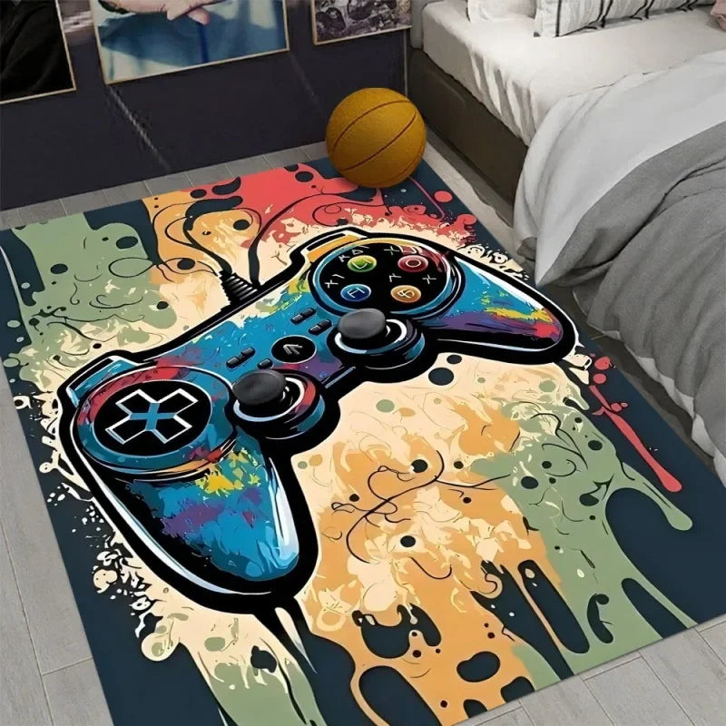 VIKAMA Gamer Rug with Controller Design Carpet for Game Room Gaming Rug for Boys Room  Home Decor Non-slip Switch Gaming Mat