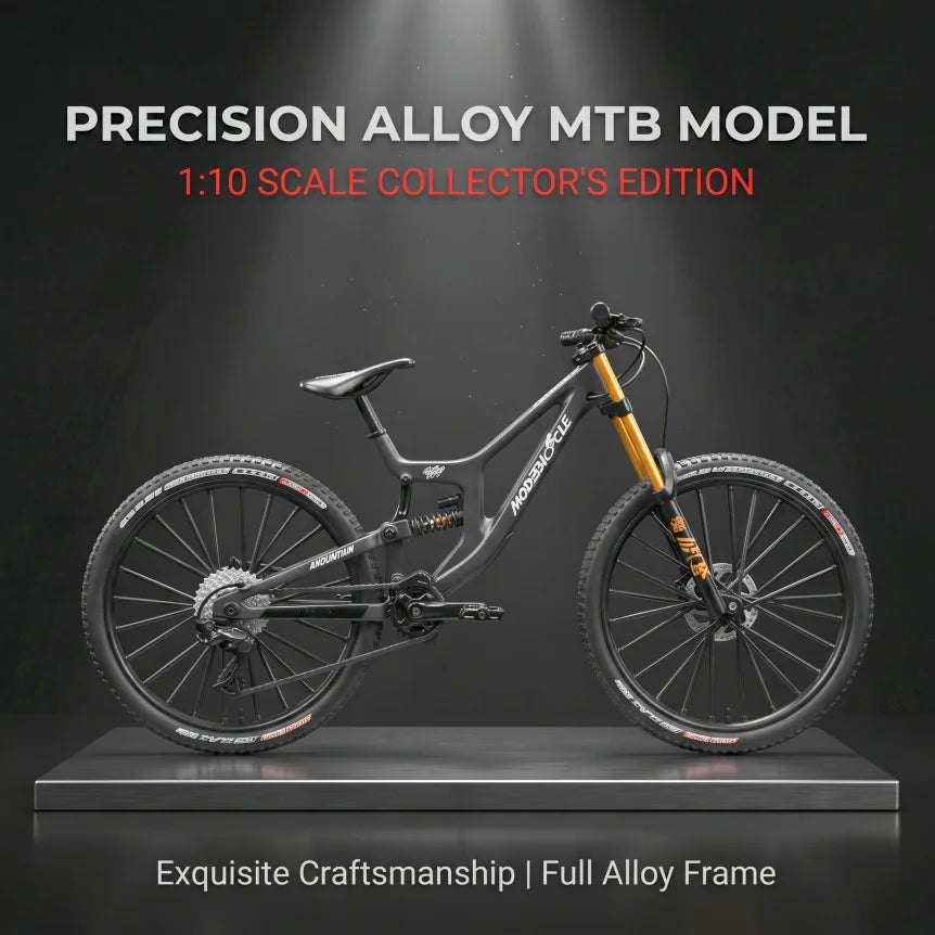 1:10 Scale Full Alloy Frame Downhill Mountain Bike Model Full Suspension Diecast Collectible Miniature Realistic Toy Gift Decor