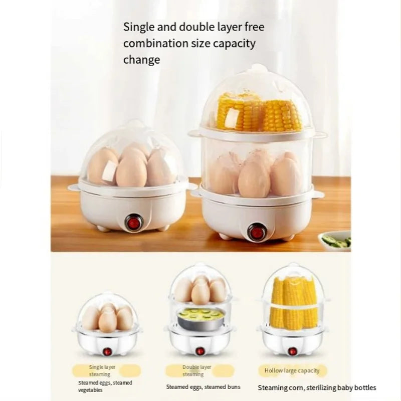Electric Eggs Cooker Rapid Mini Egg Boiling Machine for Poached Scrambled Omelets Auto Shut Off Kitchen Appliance