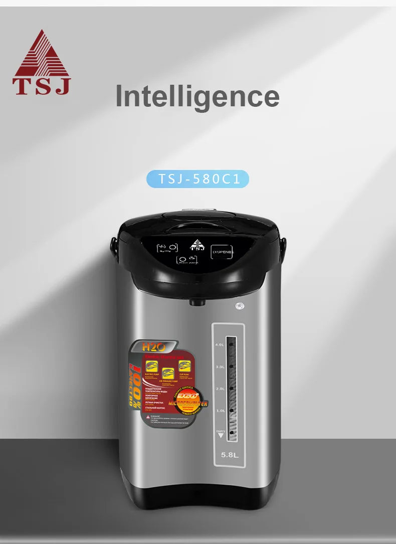Electric Hot Water Boiler&Warmer,Manual DispenseAuto Water Pot Safety Stainless Steel Hot Water Dispenser Water Boiler 5.8Liter