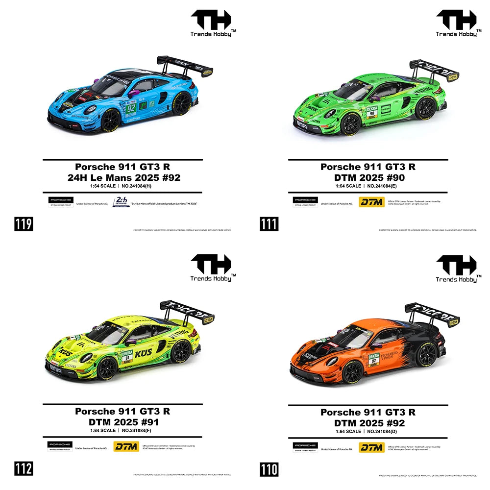 Trends Hobby 1:64 Porsche 911 GT3 R24H Le Mans 2025 Diecast Car Model Ship Now