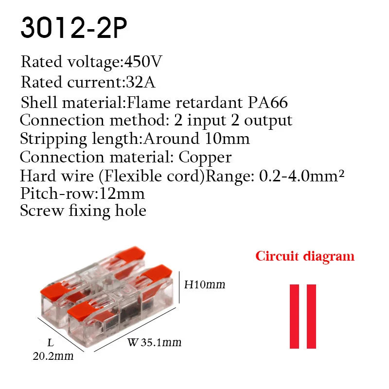 Make wiring a breeze with this compact LED wire connector terminal—quick press type, 2-12 pin screw fixing, and easy push-in design for fast electrical docking!
