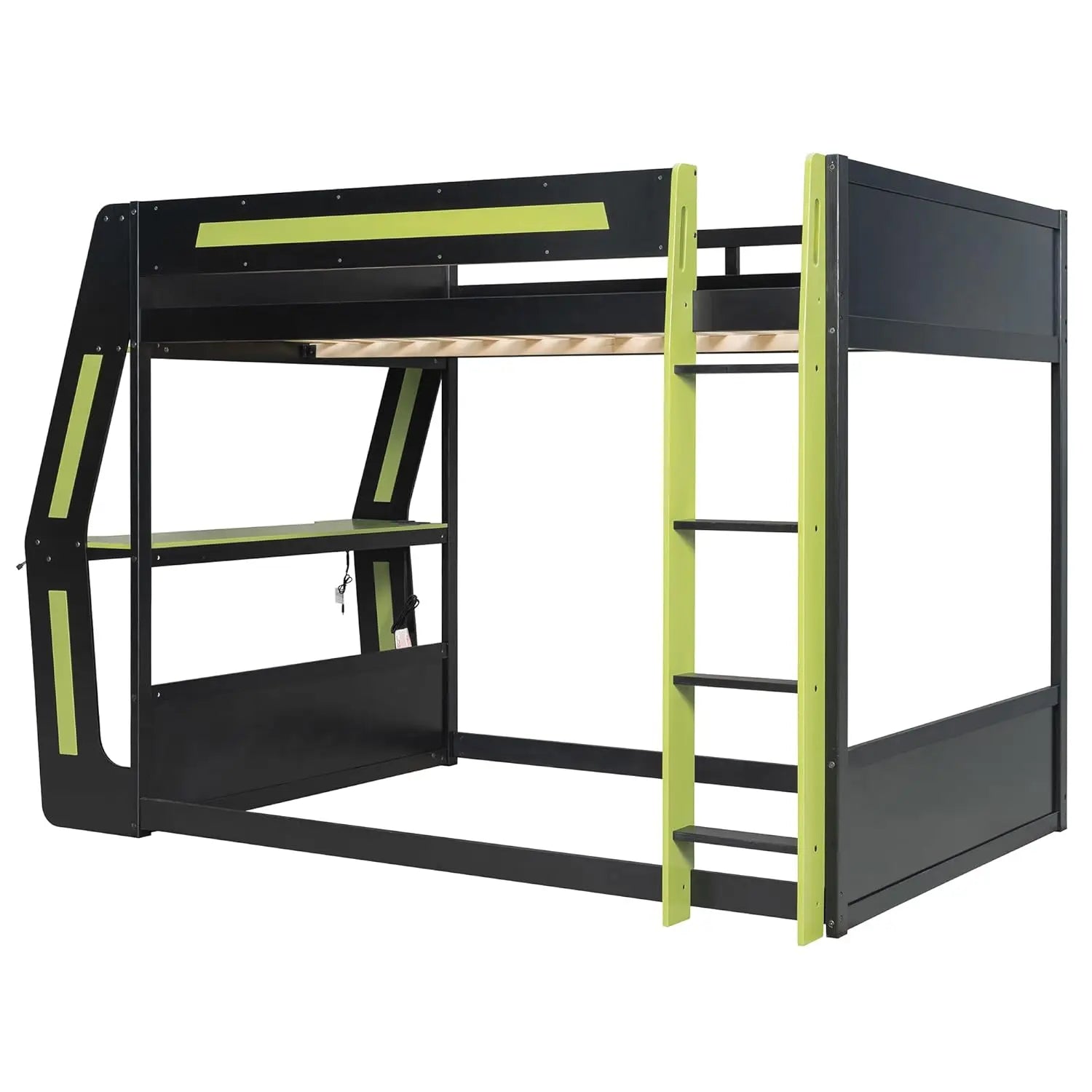 Gaming Bunk Bed with Side-Mounted Oversized RGB Desk, USB Charging Ports & Cable Grommet, LED Light Strip,, Customized