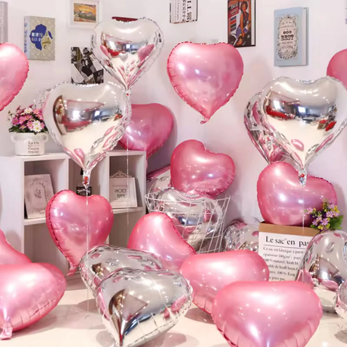 10pcs 18inch Rose Gold Red Pink Love Heart Foil Balloons Valentines Wedding Decoration Helium Balloon Birthday Party Supplies