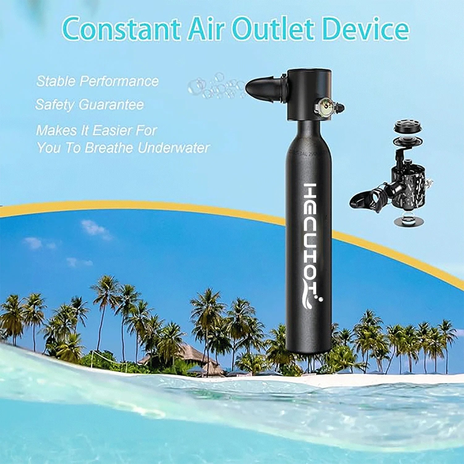 HECUIOI Mini Scuba Tank Diving Equipment 0.5L Outdoor Oxygen Scuba Diving Tank 5-10 Minutes Cylinder Snorkeling Set Hand Pump