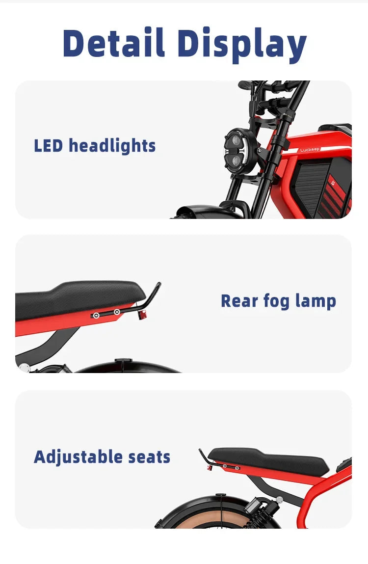 E-Bike 2000W Motor 52V40AH All-terrain Fully Suspended Off-road Motorcycle Electric Bike 20*4.0-inch Fat Tire  Electric Bicycle