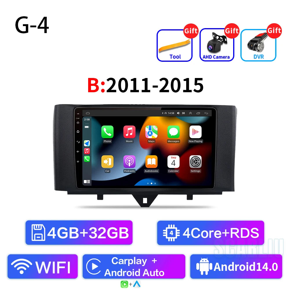 For Smart Fortwo 451 2005 - 2010 2010-2015 Multimedia GPS Navigation DSP RDS 4G SWC CarPlay 2Din 9inch Android Auto Car Radio