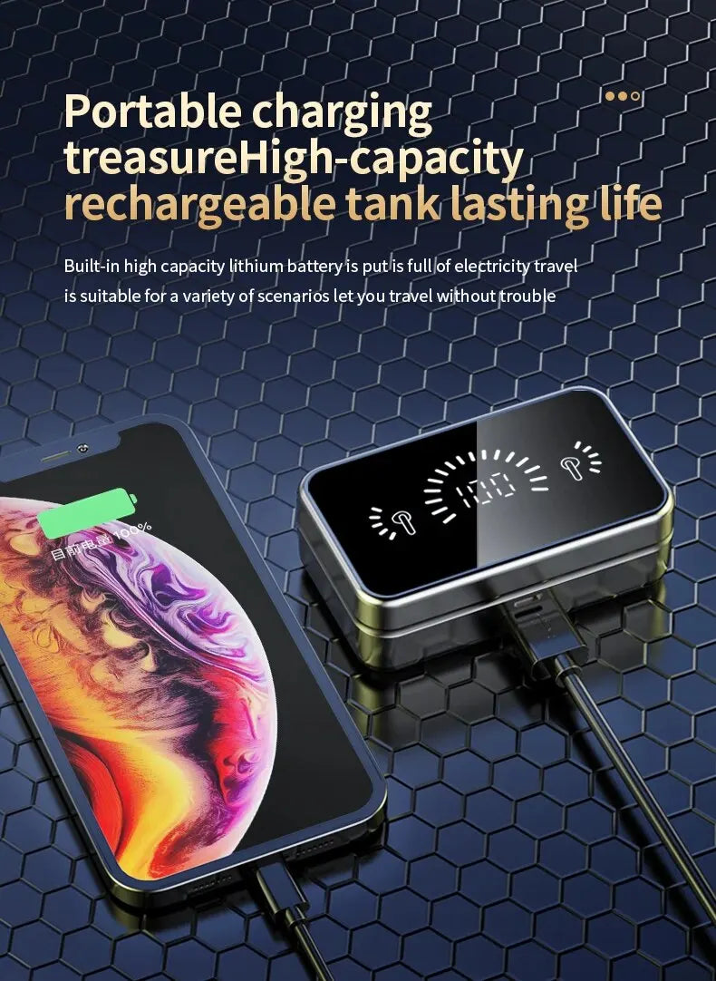 Bluetooth Earphone Headphones Mirror Wireless Stereo Headset