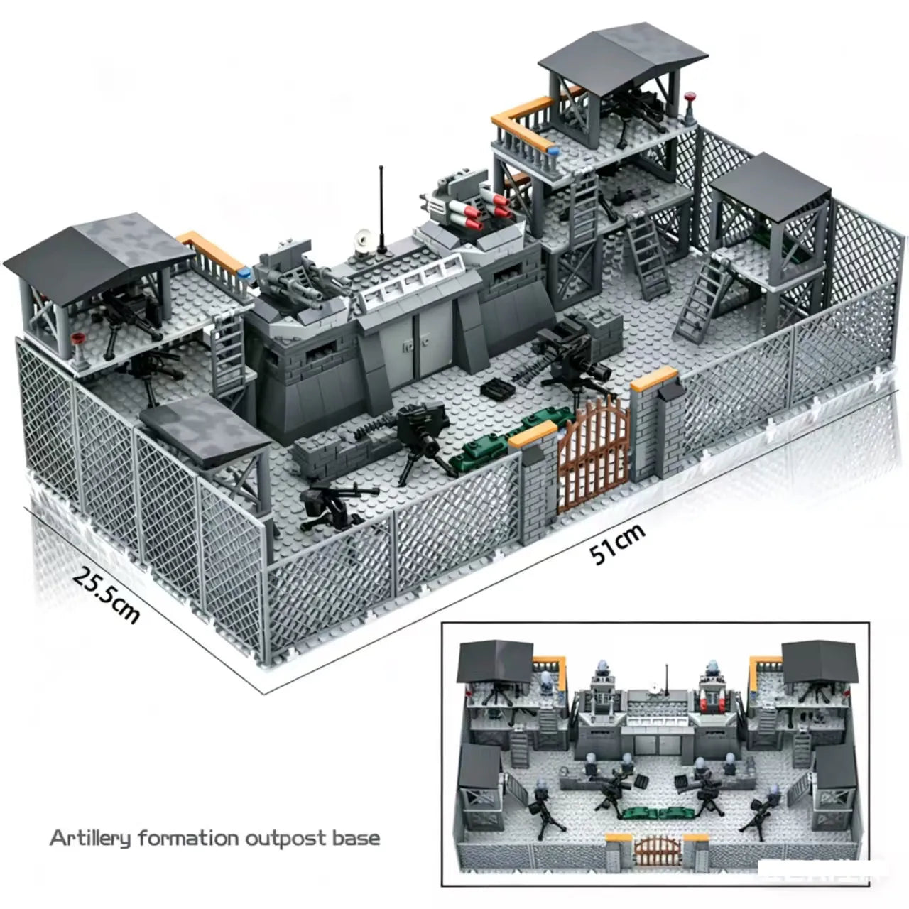 DIY WW2 Battlefield Bunker Bricks WW2 Military War Construction Compatible Figure Building Block Toys For Children Friends Gift