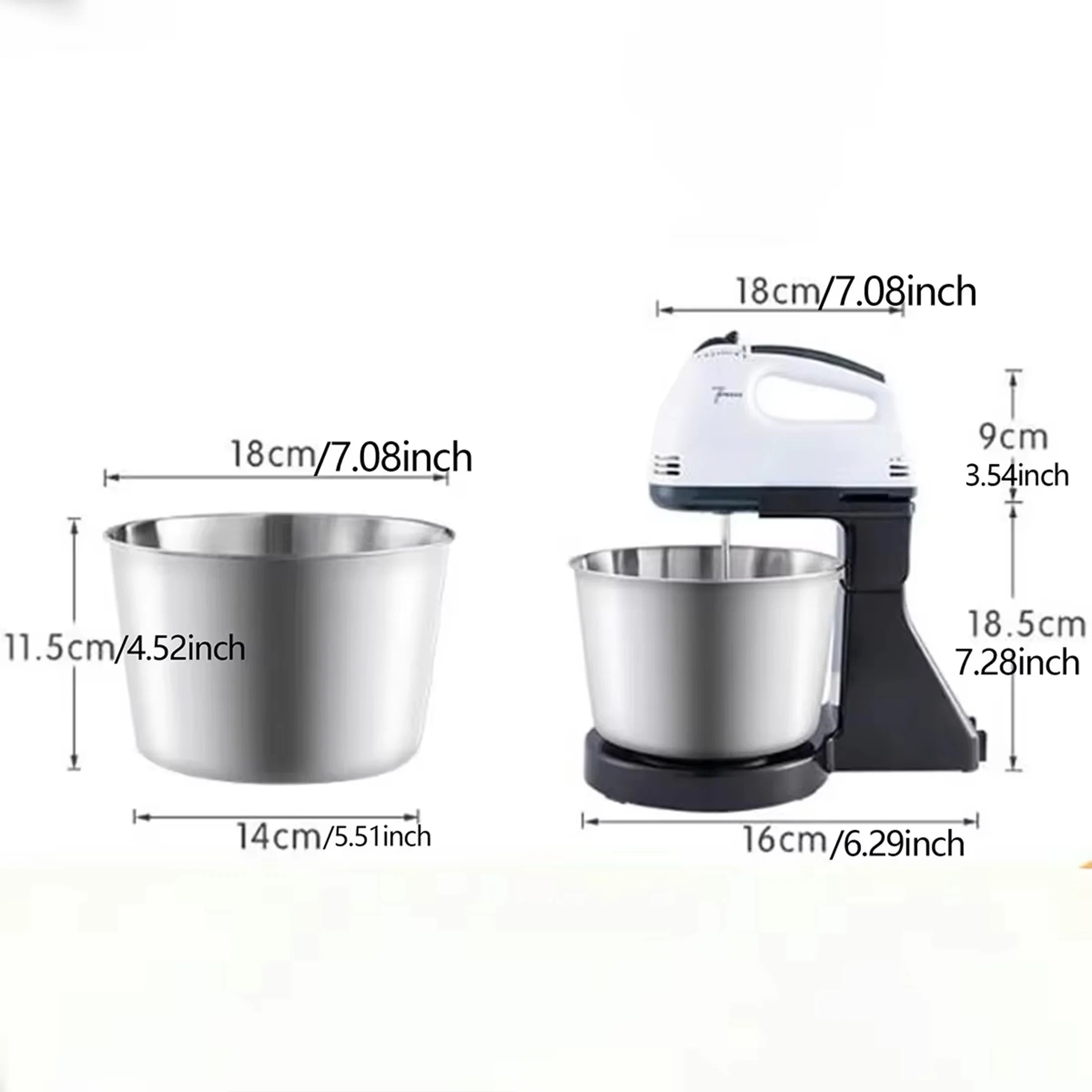 1pc-Dual-Power Kitchen Mixer - Electric & Manual Handheld Blender for Baking/Cooking (Includes Mixing Bowl)