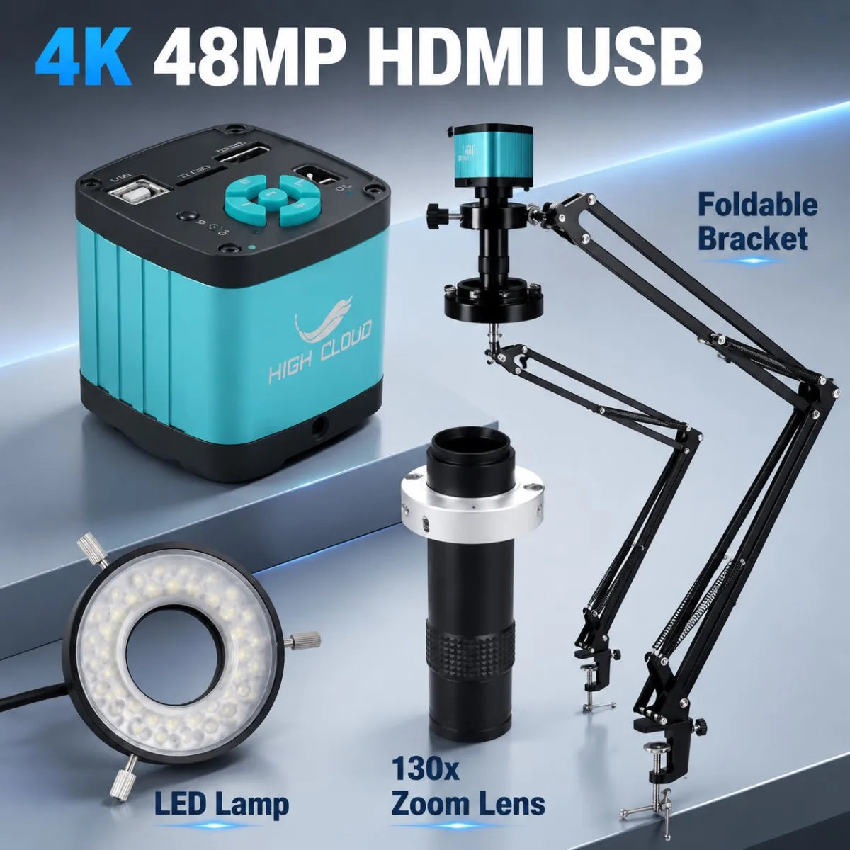 1080P 4K Digital Microscope Full HD Industrial Microscope C-Mount DigitalCamera PCB Welding Mobile Phone Repair Stand Microscope
