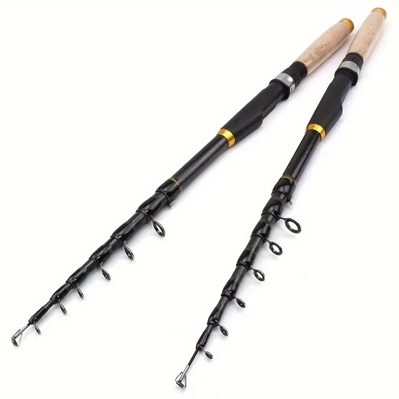 Fishing rod Portable carbon fiber telescopic with cork-like handle travel rotating rod 1.8 M /5.9FT to 3.6M /11.8 FT