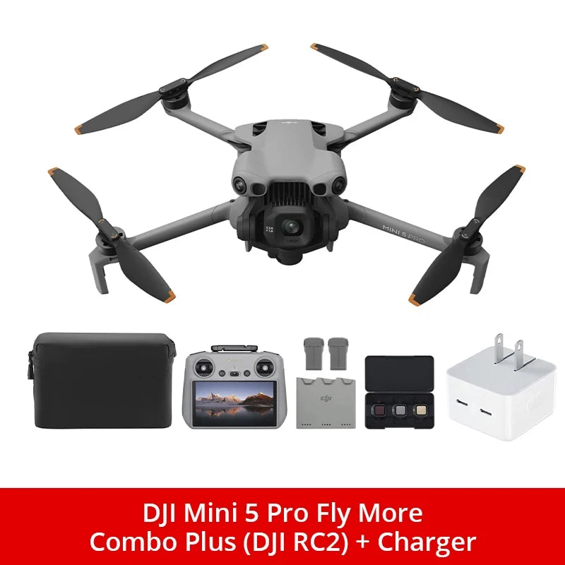 DJI Mini 5 Pro Fly More Combo Plus FPV Drone With Camera Strobe Light & Charger & Cleaning Kit Mini Drones 4k Professional Omnidirectional Obstacle Sensing ActiveTrack