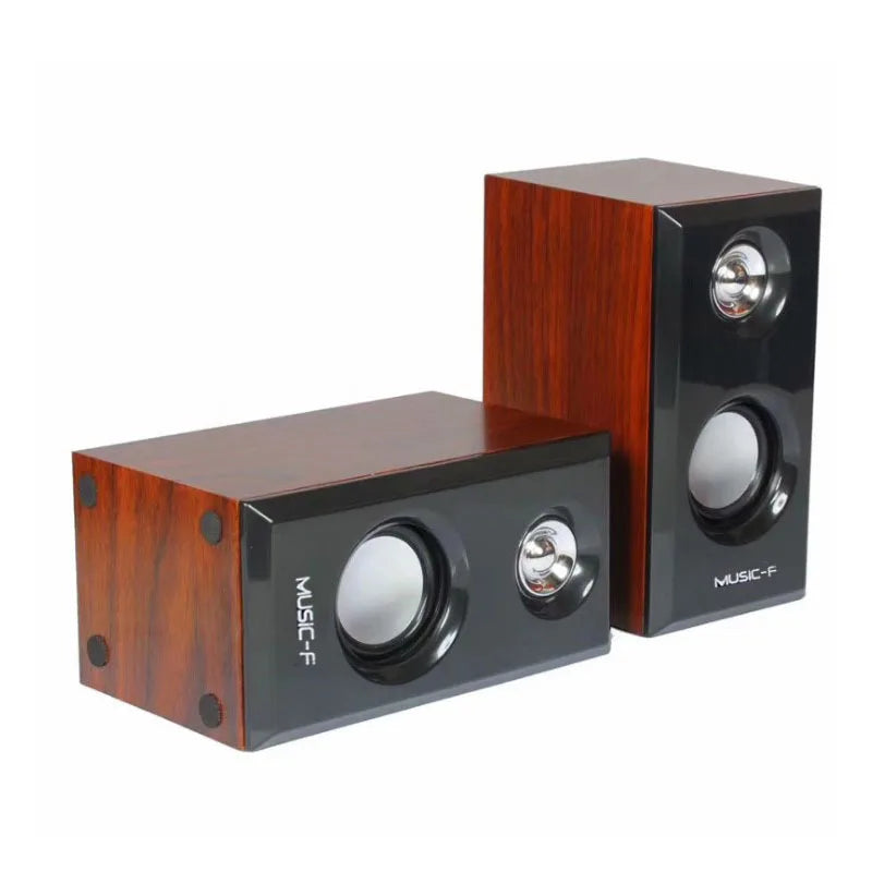 Wooden speakers USB Powered 3.5MM audio jack Surround Sound Wooden Wired Loudspeakers Computer Speakers for Laptop Smartphones