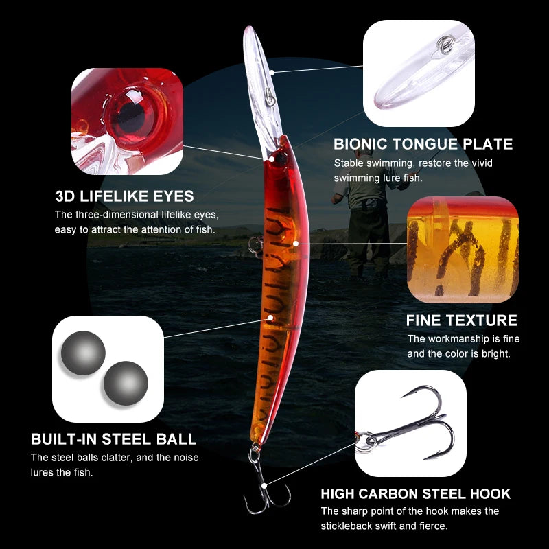 1pcs 15cm 15g  Deep Diving Jerkbait Artificial Hard Bait Fishing Wobblers Minnow Lure for Bass Pike Carp Fishing  Tackle