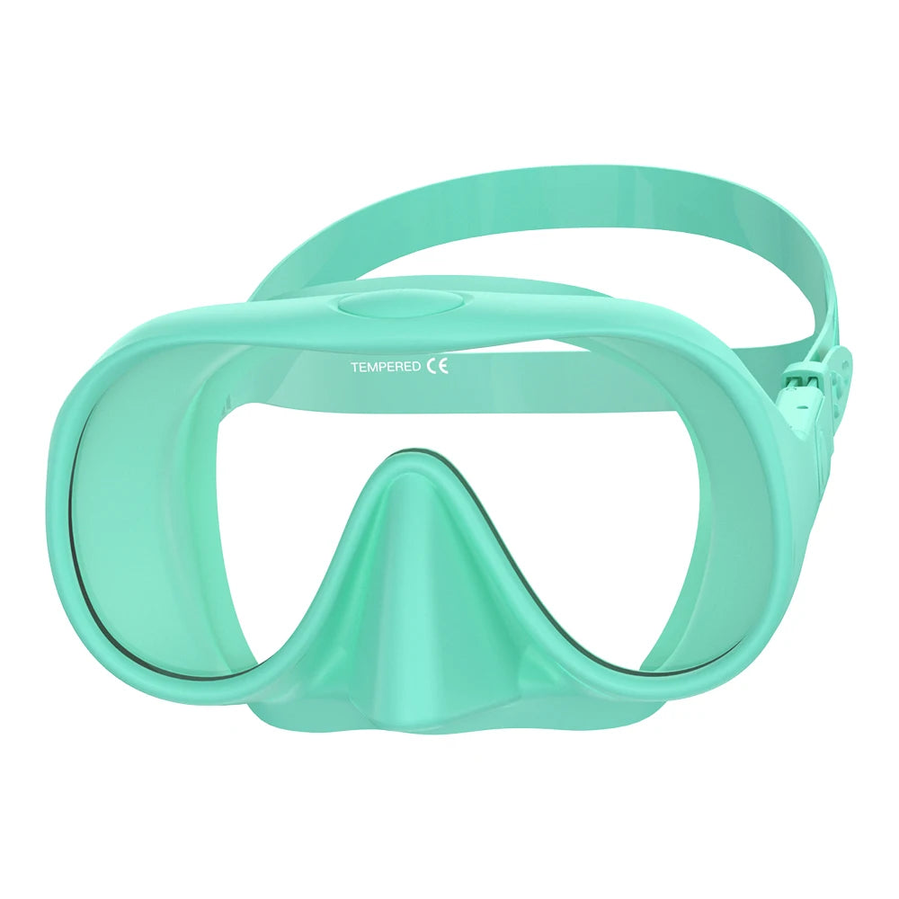 Frameless Diving Mask HD Panoramic Ultra Wide View Tempered Glass Snorkeling Swimming Goggles Suitable for Adults