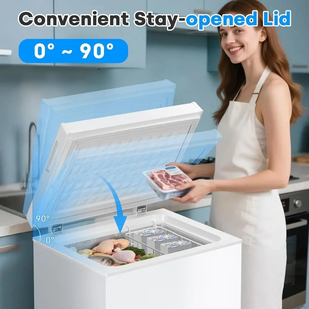 Compact 7-Tat Chest Freezer with Removable Basket, Low Noise, Suitable for Home, Dorm, Office, Apartment, White