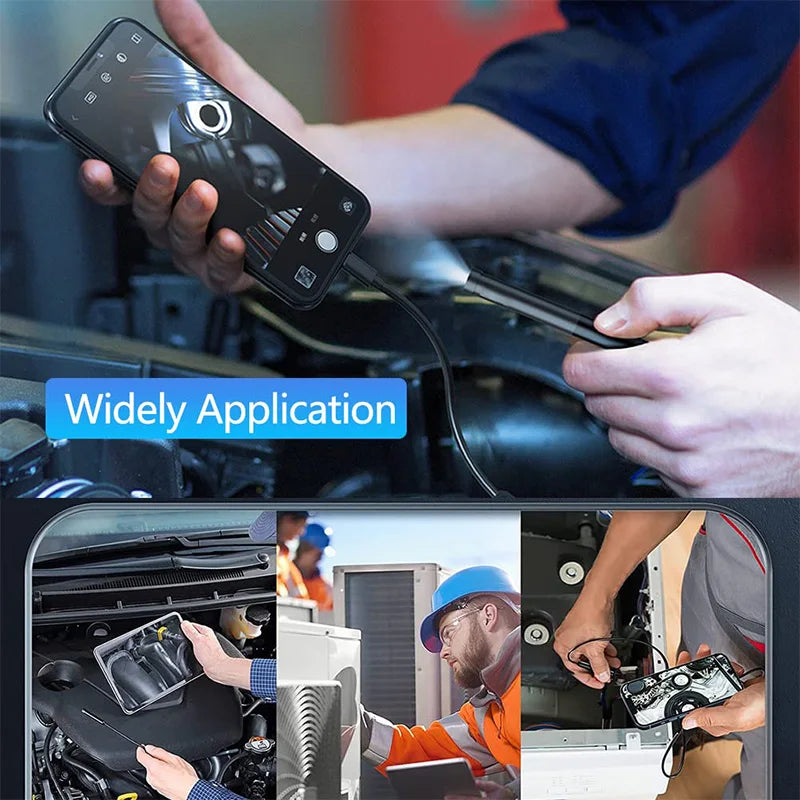 HD 1080P Endoscope Camera for iPhone Android Dual Port Waterproof Borescope Inspection Camera for Car Sewer Pipeline