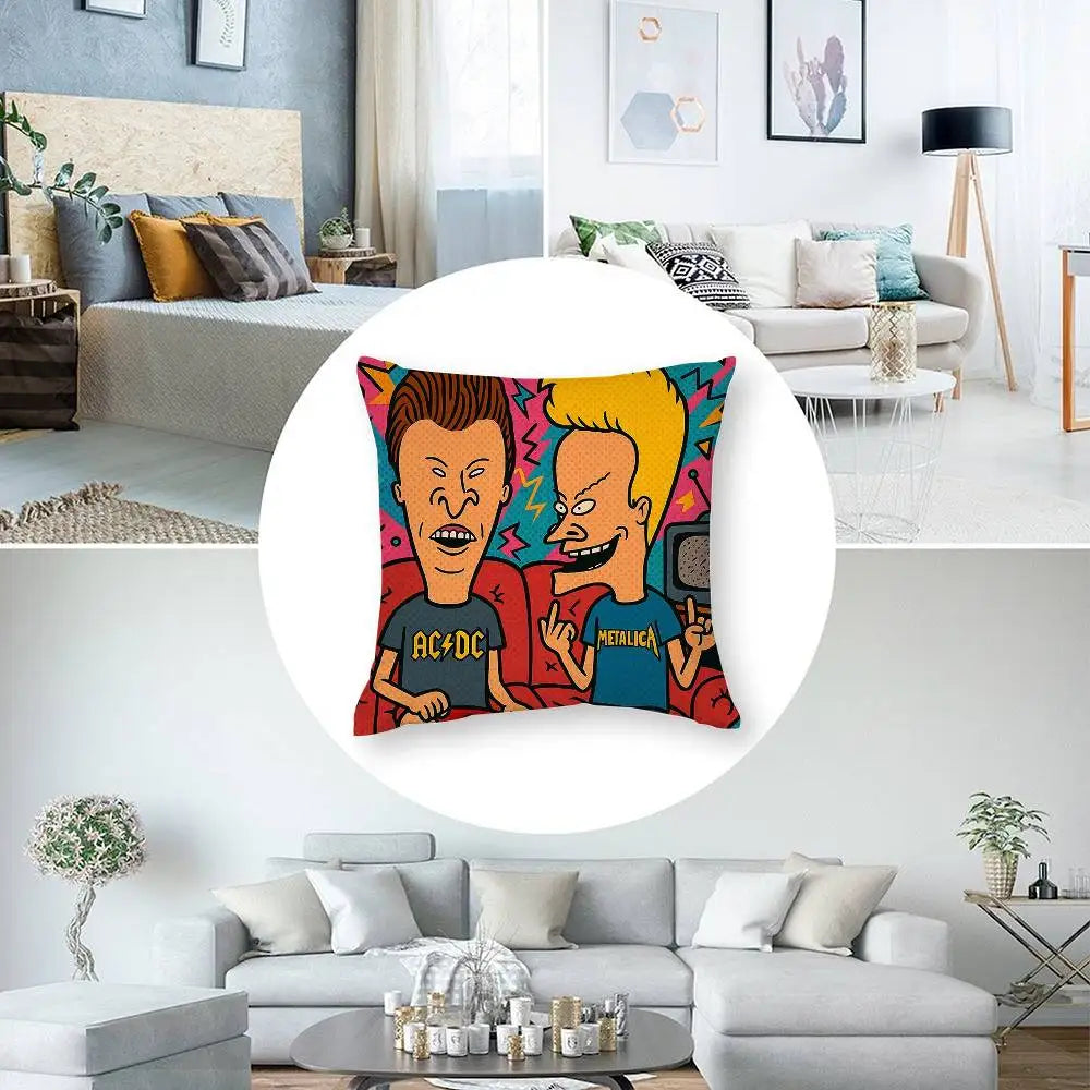 Funny B-Beavis and BUTT-HEAD Pillow Case Short plush Double-sided Print Square Throw Pillow Covers Sofa Home Cushion Decor