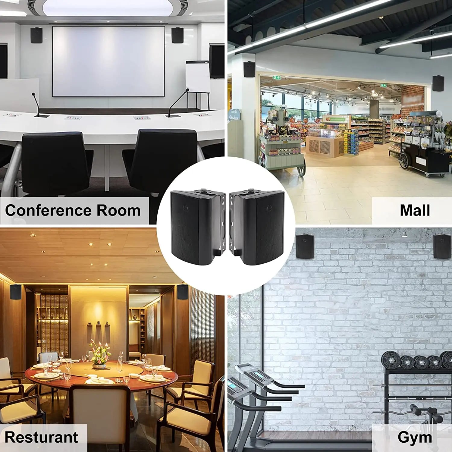 Herdio 2PCS 4'' 200 Watt Indoor Outdoor Speakers Wall Mounted 2 Way Audio SystemPowerful Bass Expansive Stereo Sound Coverage