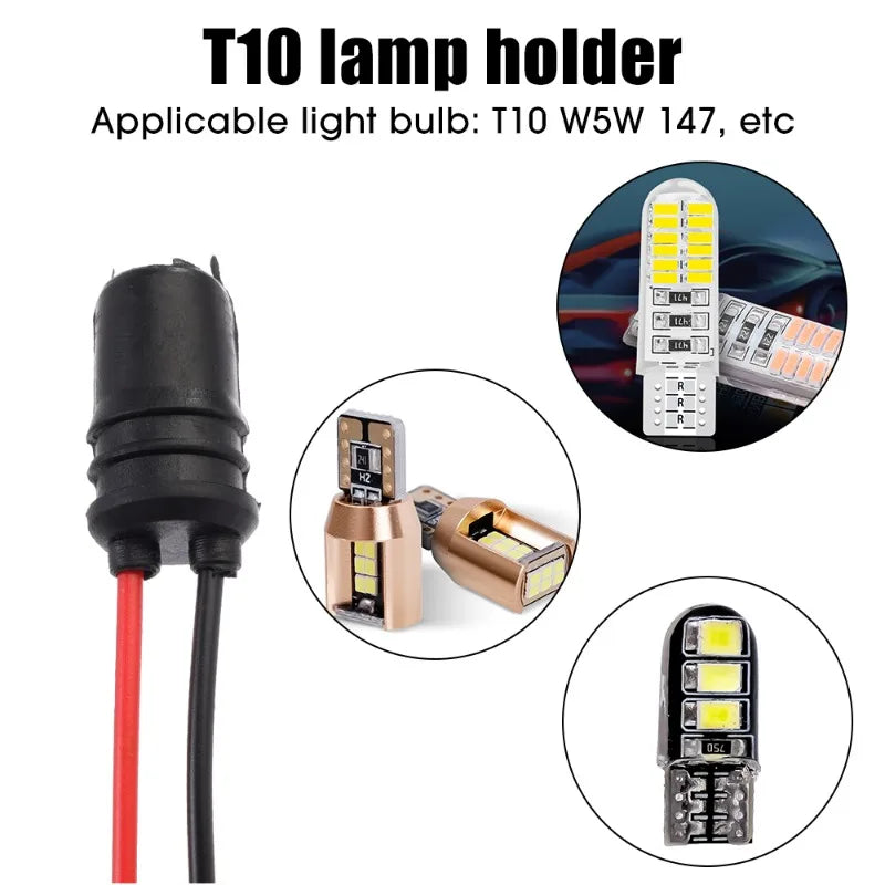 T10 W5W Car Wedge Light Bulb Socket Connector Holder Extension LED Lamp Bulb Base Holder Replacement Car Parts 6/1pcs