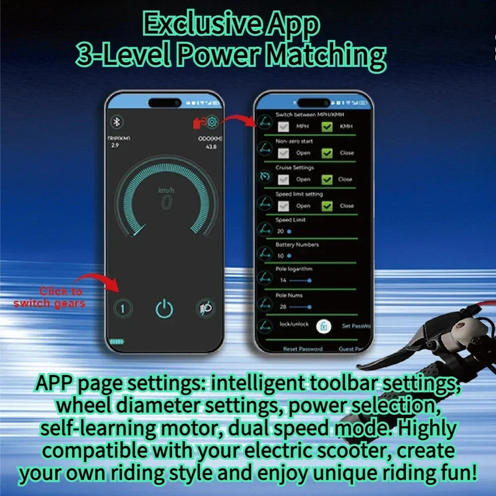 E-Scooter Controller Kit for 8.5-10" VOLPAM/HopCycle/Aovowheel/Maxshot/Hiboy/MAX, Turn Signal, Self-Learning, 25-58km/h