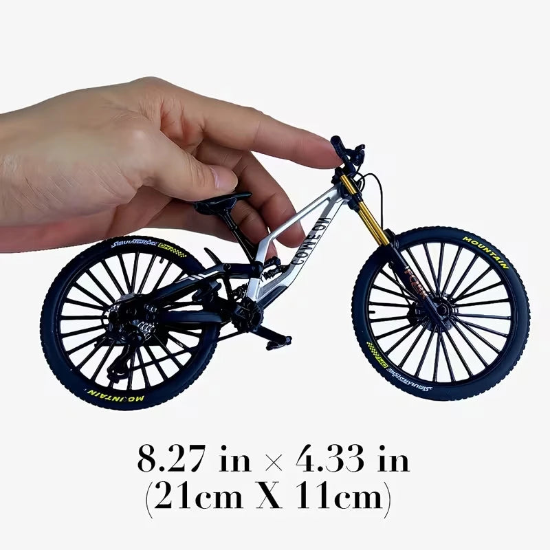 1:8 Scale Alloy Mountain Bike Model – Dual Shock Absorbers&Removable Number, Ideal Gift&Desktop Decoration for Bike Enthusiasts.