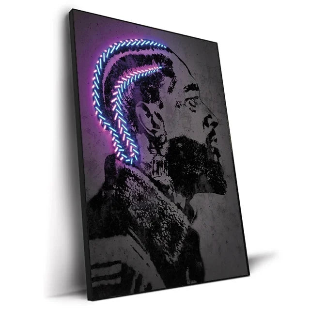 Abstract Neon Rapper Star Posters 2Pac Hip Hop Singers Wall Art Pictures Graffiti Canvas Painting Home Room Bar Decor NO LED