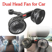 USB Charge Dual Head Fan Car Seat Back Cooling Fan Summer 360 Degree Rotation Auto Headrest Ventilation Fan Neck Cooler