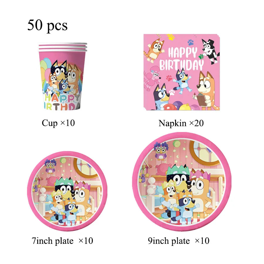 Blue dog Birthday Party Supplies Goodie Bag Stuffers Fillers Tableware Plates Cups Napkins Tablecloth Party Favor Decorations