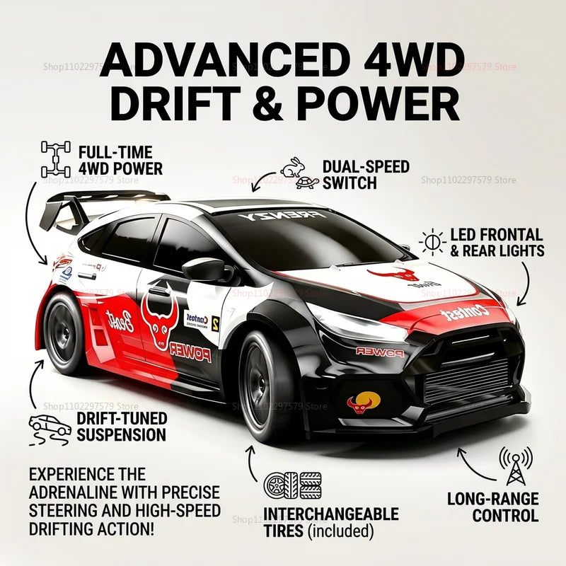 RC Racing Car 70km/H High Speed Drif Sports Car 2.4g 4wd Brushless Speed Champion with LED Lights Remote Controlled Cars for Kid