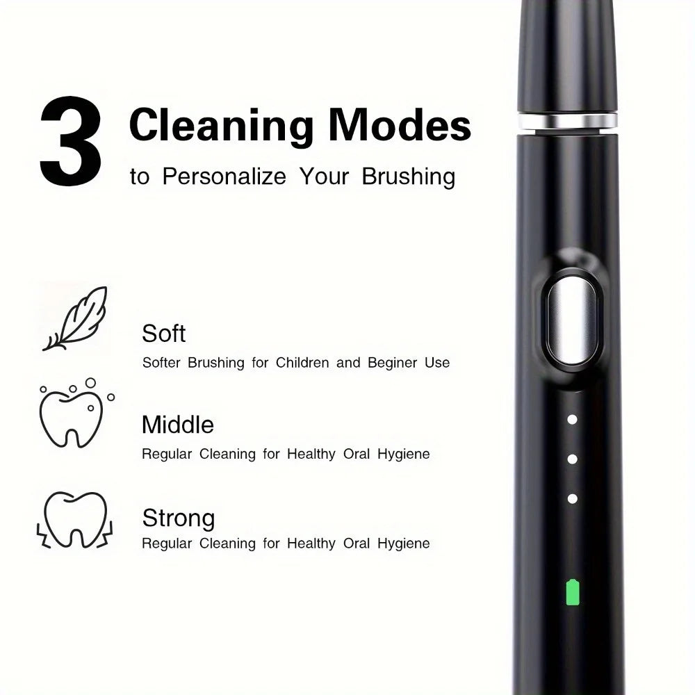 Keep your smile fresh on the go with this portable USB rechargeable electric toothbrush—comes with 6 replaceable brush heads for lasting clean and convenience!