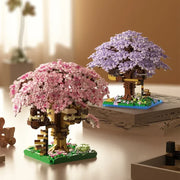 DIY Purple Romantic Cherry Blossom Flower Pink Tree House Assembly Building Blocks Classic Model Miniature Bricks Sets Kid Gifts
