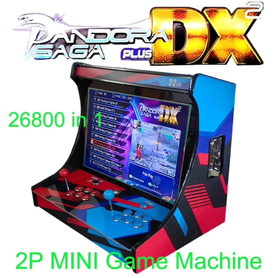 2 Players Arcade Video Game Console 22 Inch LCD Bartop build with SAGA ARCADE DX 26800 In 1 Coin Acceptor Joystick Button To TV