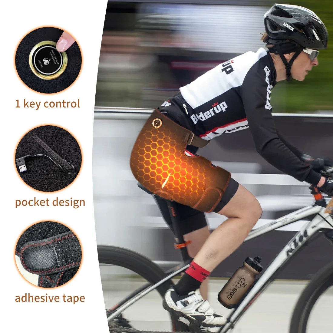 Heated Hip Support Brace Hip Heating Pad for Hip Sciatica Pain Relief with Massager Thigh Buttock Electric Heat Pad Family Gift