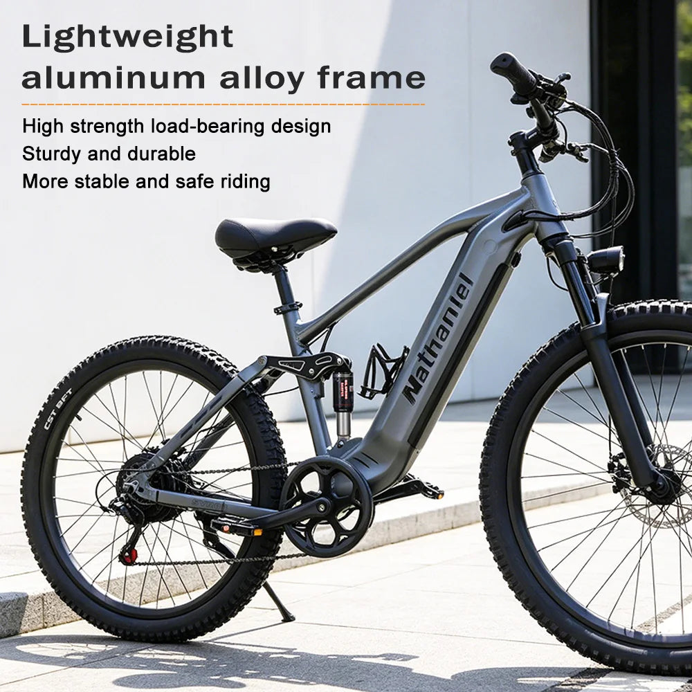 Nathaniel SYR03 Electric Bike 27.5' 1000W Adult Electric Assisted Bike 48V 20Ah Large Capacity Detachable Lithium Batteries Ebik