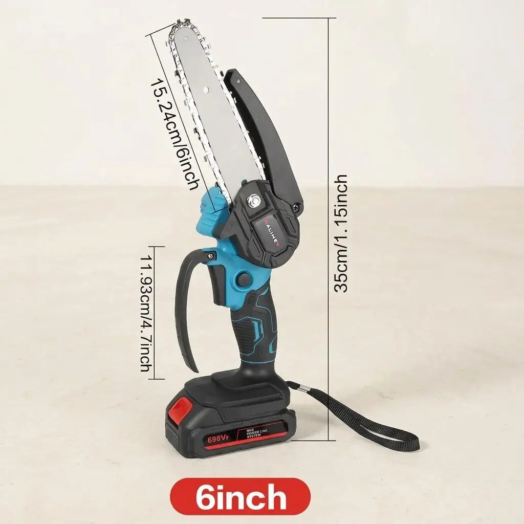 Cordless Rechargeable Electric Chainsaw 4 6 Inch Mini Handheld Pruning Saw Wireless Wood Cutting Tool for Garden Tree Branch Trimming Backyard Wood Logging Power Tools Kit with Battery Charger Portable Lightweight