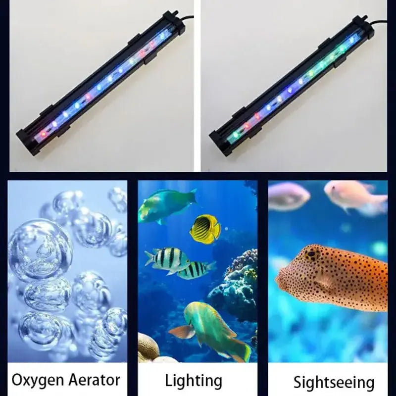Fish Tank 46cm Colorful Slow Flash Submersible Light Aquarium Waterfall Bubble LED Light Automatic Color-changing Ambient Lamp