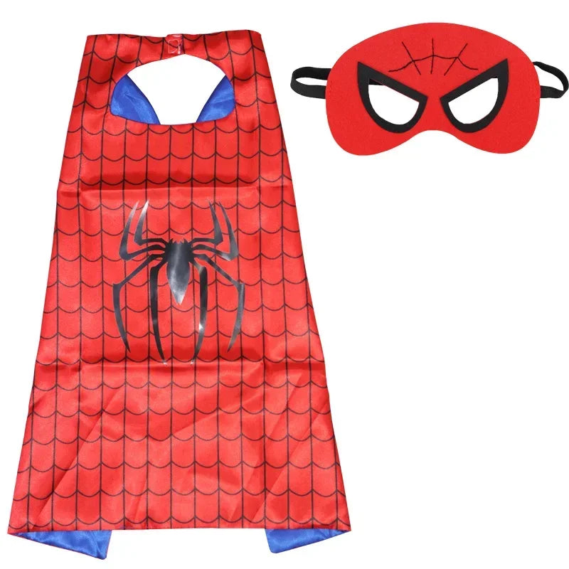 Super Hero Masquerade Mask Cape Cloak Anime Spider Man Batman Cloak Action Captain America Figure Toys Cosplay Child Party Gifts